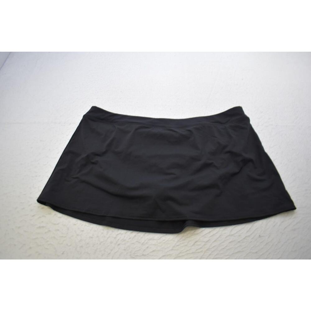 Lands End Yoga Skirt Skort Black Athletic Stretch Fitted Lining Womens Size 24 W